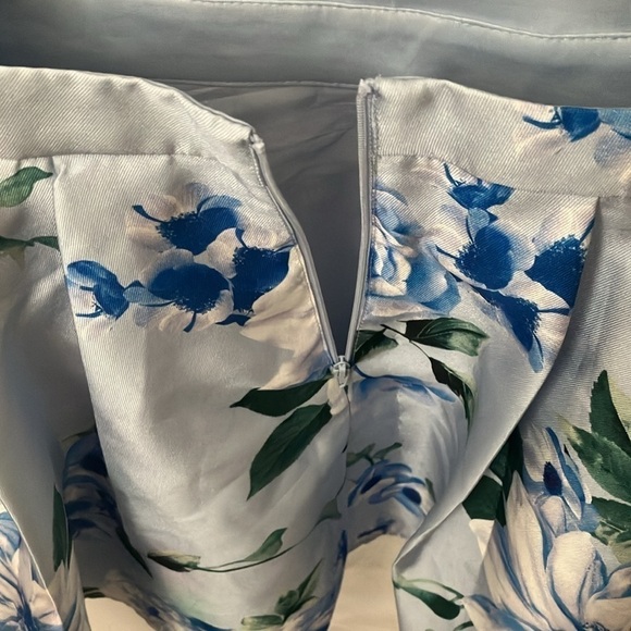 Sequin Hearts: Blue/White Flower Dress- Open Back with zipper back- tulle hem- 9 - Picture 14 of 16